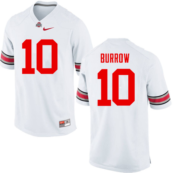 Men Ohio State Buckeyes #10 Joe Burrow College Football Jerseys Game-White
